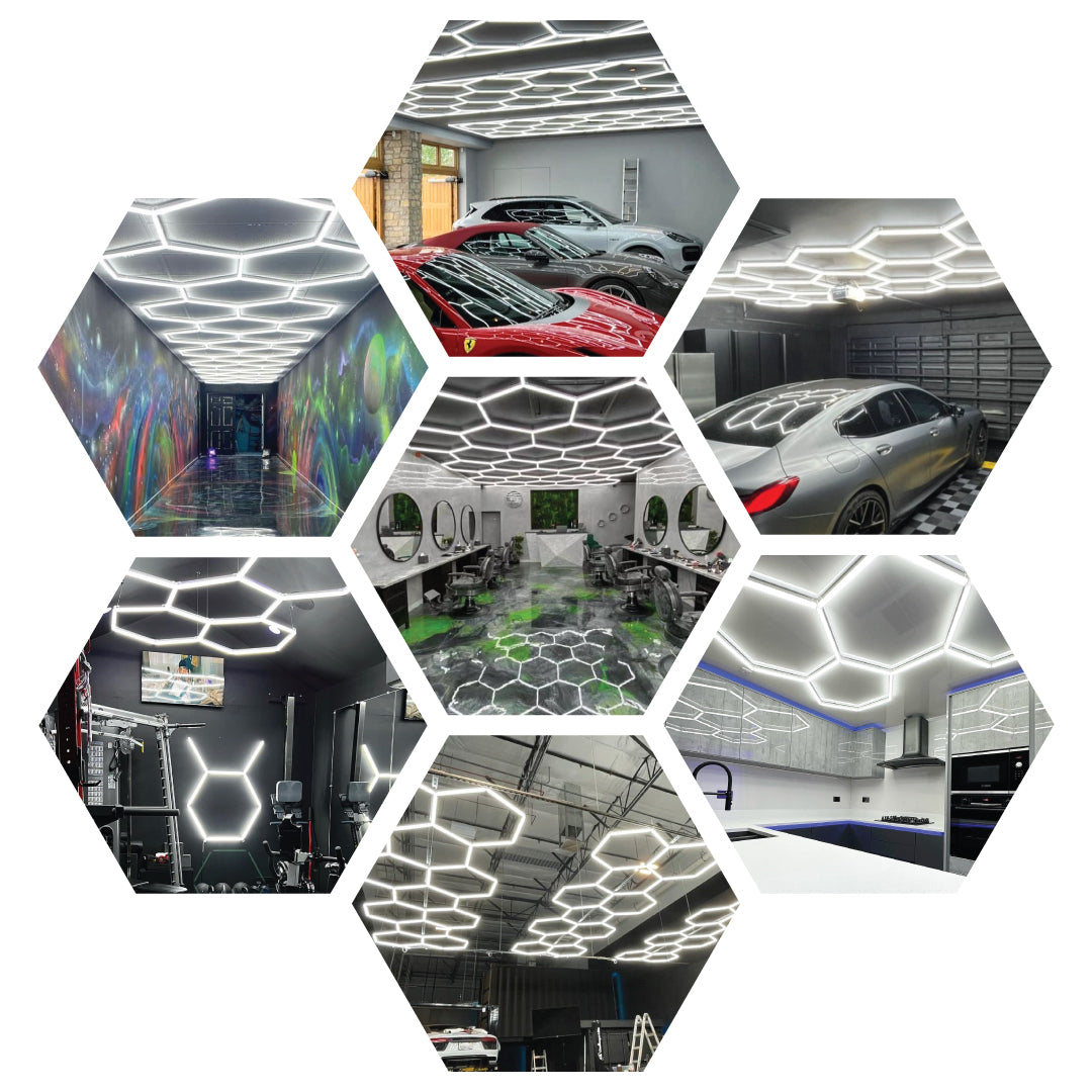 Hexagon LED Lighting Car Detail Garage Workshop Retail Lighting Honeycomb  Hex -  UK