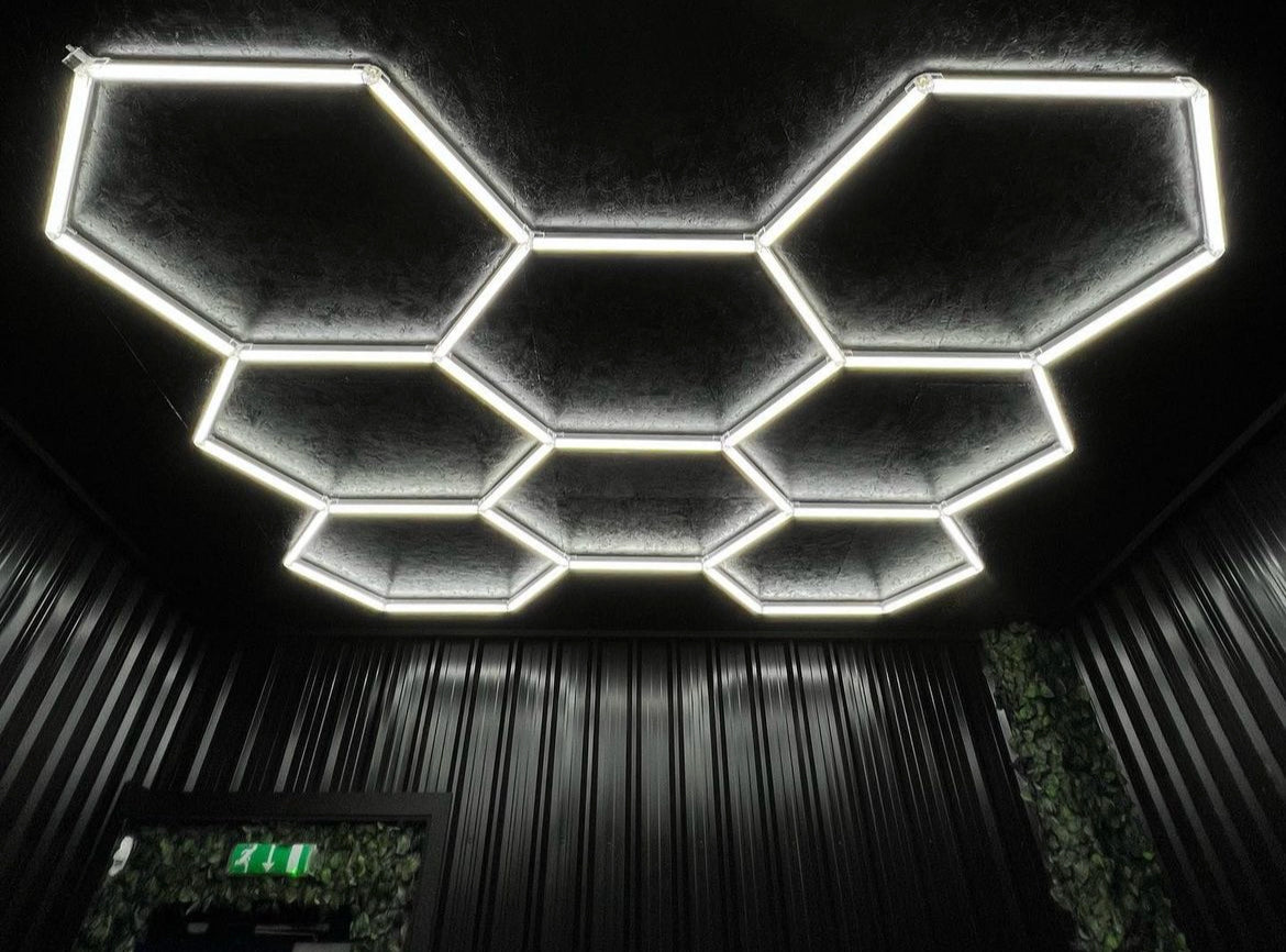 Honeycomb style lighting kit for your garage or shop